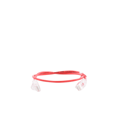 Cable de Parcheo Slim UTP Cat6A - 0.5 Metros (1.64 Pies) Rojo, Diámetro Reducido (28 AWG)