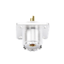 Conector UHF Hembra (SO-239) para Montaje de Chasis con 4 Hoyos a 18 mm, Terminal Soldable, Plata/ Oro/ Teflón.