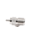 Conector UHF Hembra (SO-239) en Línea, de Anillo Plegable para Cable RG-58/U, RG-142/U, Níquel/ Plata/ Delrin.