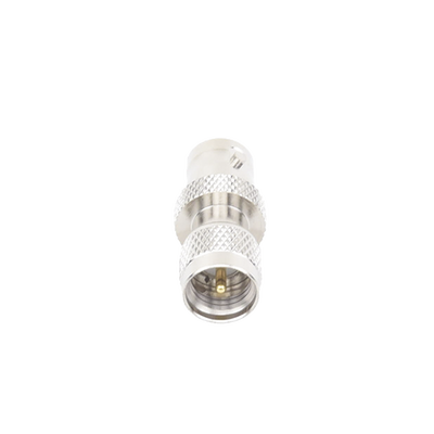 Adaptador en Línea, de Conector Mini UHF Macho a BNC Hembra, Níquel/ Oro/ Teflón.