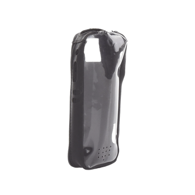 Funda Reforzada en Piel para Cinto, con Cierre y Amplio Visor Frontal Transparente para Radios Aéreos IC-A25.