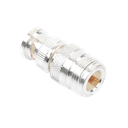 Adaptador en Linea para 50 Ohm, de Conector N Hembra a BNC Macho, Plata /Oro /Teflón.