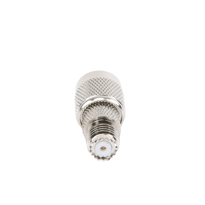 Adaptador en Línea de Conector Mini-UHF Hembra a TNC Macho, Níquel/ Oro/ Teflón.