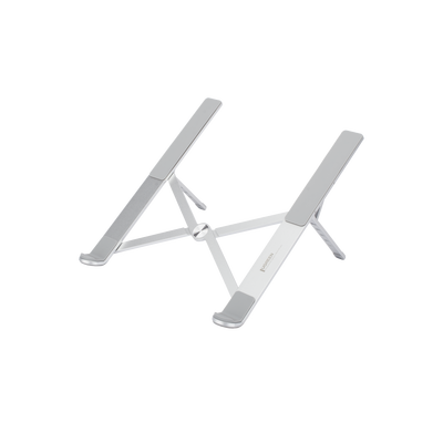 Soporte Portátil de Aluminio para Laptop / Amplia Compatibilidad de 11-17.3" / Ajuste de Altura 46.5 mm-136.5 mm / Capacidad de carga de 5 kg / Diseño Plegable / Material de Aleación de Aluminio + Silicona.