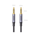 Cable Auxiliar de 3.5mm / Cable Audio Estéreo / Núcleo de Alambre de Cobre Esmaltado / Carcasa de Aluminio Azul + Nylon Trenzado /  Soporta Micrófono / 2 Metros