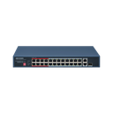 Switch PoE+ / No Administrable / 24 Puertos 10/100 Mbps PoE+ / 2 Puertos 1000 Mbps Uplink / 1 Puerto SFP Uplink / Modo Extendido hasta 300 Metros / 230 W