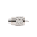 Conector UHF Macho (PL-259) para cables LP-400, RG-8/U, RG-8U-SYS, 8237, 8267, 8268, 9913, CTN-400, 7810, 8214, 7810A, RFLASH-1113, LMR-400, Plata (Concha-Níquel)/ Plata/ D.A.P. (Fibra Sintética)