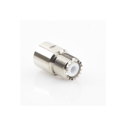 Conector UHF Hembra (SO-239) para Cables RG-8/U (8237), RG-213/U (8267), RG-214 (8268), Niquel/ Plata/  Teflón.