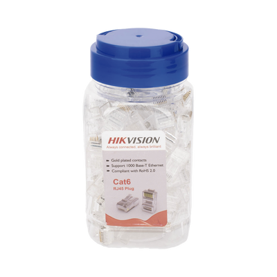 Bote con 100 Piezas de Plug Modular RJ45 / Cat 6 / Chapado en Oro a 30 Micras / Sin Blindaje / Fácil Instalación / Uso Interior / Soporta Norma TIA-568B / Cumple con RoHS 2.0