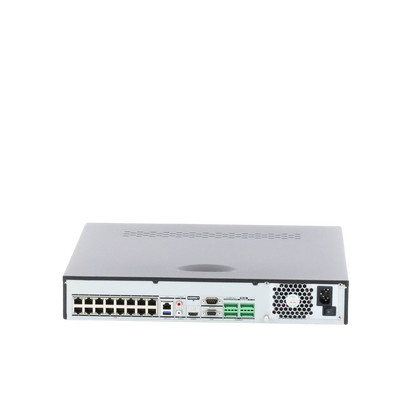 NVR 12 Megapixel (4K) / 32 canales IP / 16 Puertos PoE+ / Reconocimiento Facial / AcuSense (Evita Falsas Alarmas) / 4 Bahías de Disco Duro / Switch PoE 300 mts / HDMI en 4K / Alarmas I/O