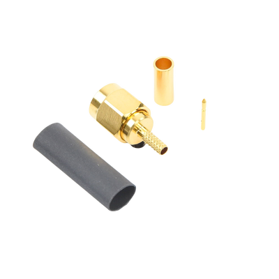Conector SMA Macho de Anillo Plegable para Cables RG-174/U, 8216, Oro/ Oro/ Teflón.