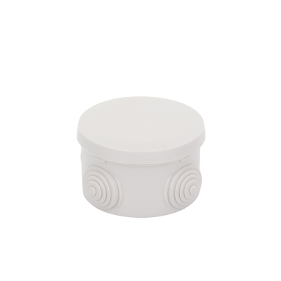 Caja Derivación-Conexión de Plástico Circular con 4 Glándulas de Goma (70 diámetro X 48 alto mm). Para Instalaciones Comerciales,  Residenciales e Industriales. Cerrado a Presión.