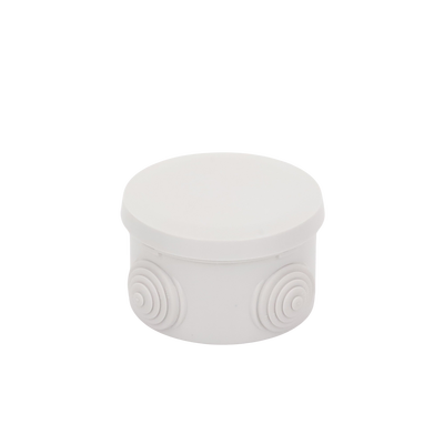 Caja Derivación-Conexión de Plástico Circular con 4 Glándulas de Goma (70 diámetro X 48 alto mm). Para Instalaciones Comerciales,  Residenciales e Industriales. Cerrado a Presión.