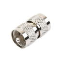 Adaptador Barril en Línea, de Conector UHF Macho (PL-259) a UHF Macho (PL-259), Níquel/ Plata/ Teflón.