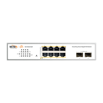 Switch Administrable PoE  / 8 puertos PoE af/at Gigabit /  2 x SFP Gigabit / Administración Cloud Gratuita / Presupuesto 120 W