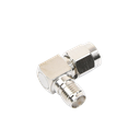 Adaptador en Ángulo Recto, de Conector SMA Macho a SMA Hembra Níquel/ Oro/ Teflón.