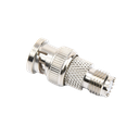 Adaptador en Línea de Conector Mini-UHF Hembra a BNC Macho, Níquel/ Oro/ Teflón.