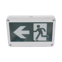 Letrero EXTERIOR de Señalización salida "Hombre Corriendo"/ Alto brillo / Uso en pared, lateral o techo / Batería de Respaldo Incluida con hasta 120 minutos de duración