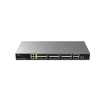 Switch de Agregación Capa 3 / 4 Puertos Gigabit Ethernet / 24 Puertos Gigabit SFP / 4 Puertos 10Gigabit SFP+ / QoS Integrada / Soporte IPv6 e IPv4 / Seguridad Avanzada / Stacking /
