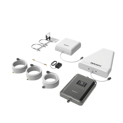Kit Amplificador de Señal Celular 2G, 3G, 4G y 5G / Mejora llamadas convencionales y VoLTE / Amplifica señal de TELCEL, AT&T, MOVISTAR, BAIT,DiRi y más / Cubre hasta 300 m² con una antena y hasta 600 m² con 2 antenas.
