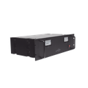 Fuente de poder 13.8Vcc, 50A, lineal regulada con circuito cargador de baterías, medidores, para instalación en rack