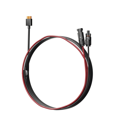Cable 2.5 m, Negro, Calibre 12 AWG con Terminales MC4 Macho y Hebra para Terminal XT60