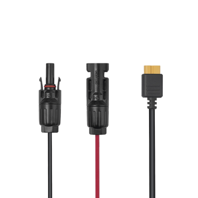 Cable 2.5 m, Negro, Calibre 12 AWG con Terminales MC4 Macho y Hebra para Terminal XT60