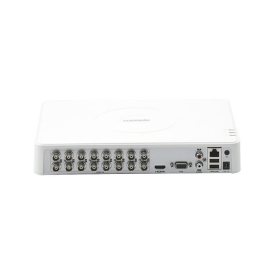 DVR 16 Canales TurboHD + 2 Canales IP / 2 Megapixel (1080p) Lite / Acusense Lite (Evita Falsas Alarmas) / Audio por Coaxitron / 1 Bahía de Disco Duro / H.265+ / Salida de Video Full HD