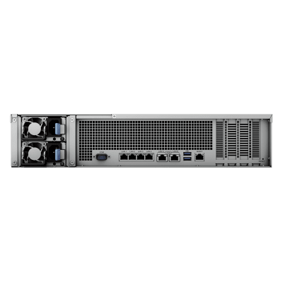 Servidor de Almacenamiento FlashStation FS3410 | 24 Bahías SSD SATA 2.5" | Intel Xeon D-1541 8 Núcleos | 16 GB RAM (Ampliable a 128 GB) | 356,500 IOPS Lectura | 129,400 IOPS Escritura | 4 Puertos 1GbE + 2 Puertos 10GbE