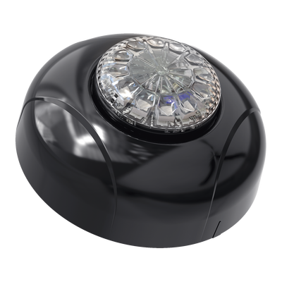 Estrobo Oculto de 12 LED, Brida negra, 12 Vcd, Rojo/Azul, Lente transparente