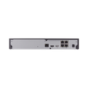 NVR 4 canales grabacion hasta 8MP / H.265, H.264 / P2P Wisenet / 4 puertos PoE Plug and play / soporta 1 disco duro (no incluido).