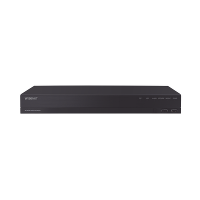 NVR 16 canales grabacion hasta 8MP / H.265 / P2P Wisenet / 16 puertos PoE Plug and Play / 80 Mbps para grabacion.