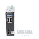 Switch Industrial PoE+ hasta 180 watts , Ideal para temperaturas Extremas y protección contra descargas, 1 puerto PoE++ 60W y 3 puertos PoE+ 30W, 2 SFP Uplink