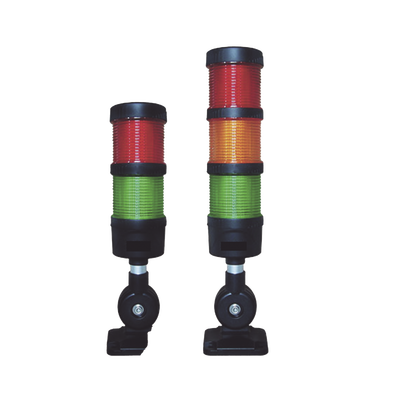Torre LED Indicadora de estado de 2 niveles color Rojo y Verde, con Buzzer integrado a 85 dB,  a 24 VCD con Montaje incluido de 60 mm de diámetro