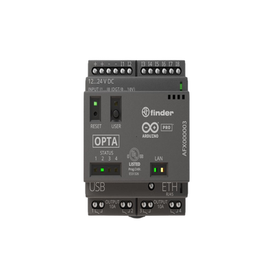 PLC Industrial Arduino Opta / Micro PLC IoT / STM32H747XI Dual-Core / 8 Entradas Analógicas-Digitales / 4 Relés 10A / Ethernet-RS485-WiFi-Bluetooth / IP20 / Certificaciones cULus-ENEC-FCC-CE