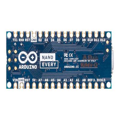 Placa de Desarrollo Arduino® Nano Every / Microcontrolador ATmega4809 AVR 20 MHz / USB-Serial Bridge ATSAMD11D14A / 48 KB Flash / 6 KB SRAM / Compatible 5V / Montaje DIP o SMT