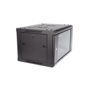 Gabinete para Montaje en Pared - Piso / Puerta de Cristal Templado / Cuerpo Fijo / 6 Unidades de Rack / 19" / Fabricado en Acero