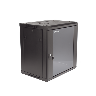 Gabinete para Montaje en Pared - Piso / Puerta de Cristal Templado / Cuerpo Fijo / 12 Unidades de Rack / 19" / Fabricado en Acero