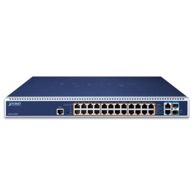 Switch admistrable Capa 3, 24 Puertos 10/100/1000T 802.3bt PoE +,  2 Puertos 10GBASE-T +,  2 Puertos 10G SFP+, Dos Ranuras Para Fuente de Alimentación Modular