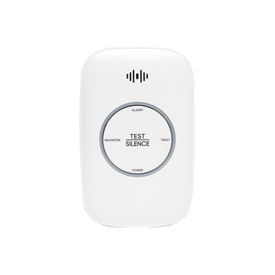 (HikFire) Detector de Gas Natural Metano (CH4) / Alarma Temprana / Salida para cierre de Válvula y/o  activación de Ventilador / Protección IP30 / Alarma de 70dB a 115dB a 1 metro de distancia