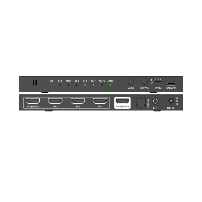 Switch HDMI 4x1 | 8K@60Hz 4:2:0 | 48 Gbps | ARC/eARC | Extracción de Audio | Gestión EDID | Control CEC