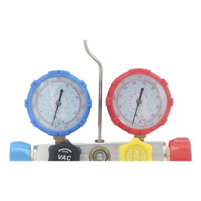 Juego de manómetros para aire acondicionado, herramienta de carga de refrigerante, doble válvula con adaptadores de acoplamiento rápido, manguera de 1.5 metros para refrigerantes : R410A, R32, R134A, R22