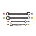 Juego de 2 llaves Estriadas de Matraca 4 en 1 con 8 Medidas Inglesas 1/2-5/8", 3/4-9/16", 1/4-3/8", 7/16-5/16"