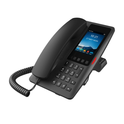 Teléfono IP Hotelero Wi-Fi 6 / Pantalla IPS 3.5" 320x480 / 2 Líneas SIP / 5 Teclas Programables / Puerto USB-A / PoE 802.3af / Audio HD / Diseño Negro