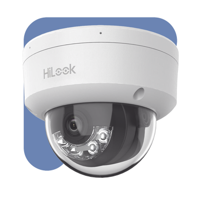 HiLook Series / Domo IP de 2 Megapixel (1080p) / Lente 2.8 mm / 30 mts IR / Micrófono Integrado / Exterior IP67 / PoE / dWDR / H.265+ / ONVIF