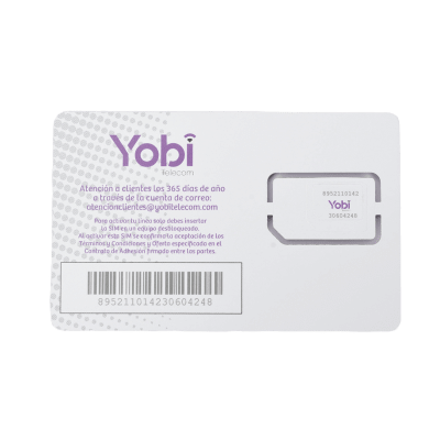SIM Yobi para dispositivos móviles 3G/4G con recarga de 3.5GB cada mes durante 1 año de servicio (solo datos)