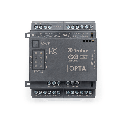 Expansión Analógica Arduino Opta® / 8 Canales I/O Configurables / 16-bit ADC / 13-bit DAC / 4 Salidas PWM / Protección IP20 / Industrial IoT