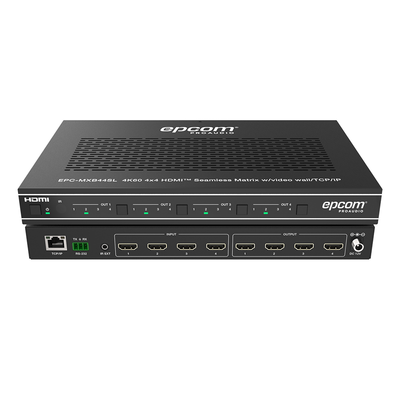 Matriz HDMI 4×4 | Video Wall | Seamless Switch | 10 Modos de Visualización |  4K@60Hz 4:4:4 | HDMI 2.0b y HDCP 2.2 | Control vía Web, IR, RS-232 y TCP/IP