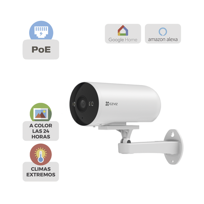 Cámara IP Exterior PoE / Color Night Vision / 3 Megapixel (2K) / AI Detección Humana y Vehiculos / H.265 / Vision Nocturna a Color / IP67 / Audio Bidireccional / Luz y Sirena / Micro SD
