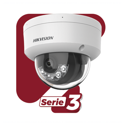 [Dual Light] Domo IP 4 Megapixel / Lente 2.8 mm / 30 mts IR + 30 mts Luz Blanca / Micrófono Integrado / Antivandálico IK08  / Exterior IP67 / H.265 / PoE / ONVIF / Micro SD